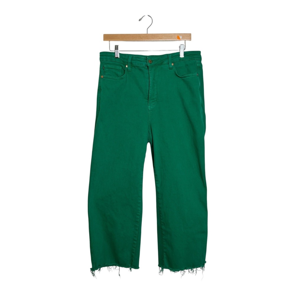 Green High-Waist Wide Leg Jeans